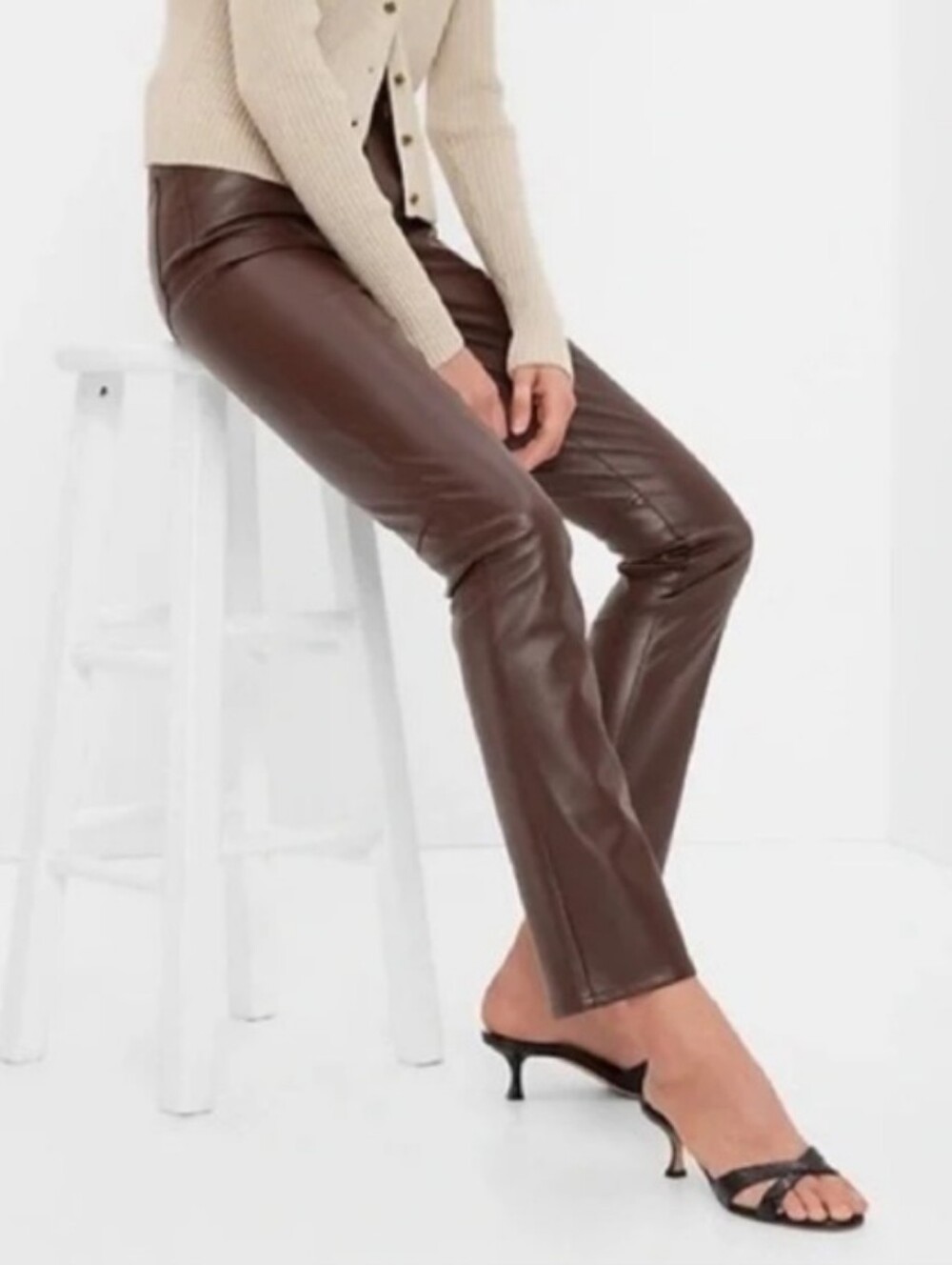 GAP Brown Faux Leather Vintage Slim High-Rise Pants
